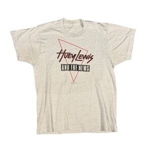 Vintage 1987 Huey Lewis and the News Fore World Tour T-Shirt Gray S/M